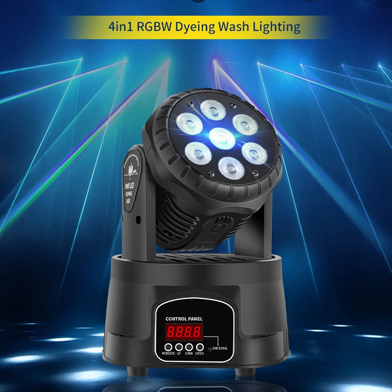 7x10W LED Moving Head Light 4in1 RGBW Professional Stage Lighting DMX512 Wash Light For Disco DJ Music Party Dance KTV Nightclub 2