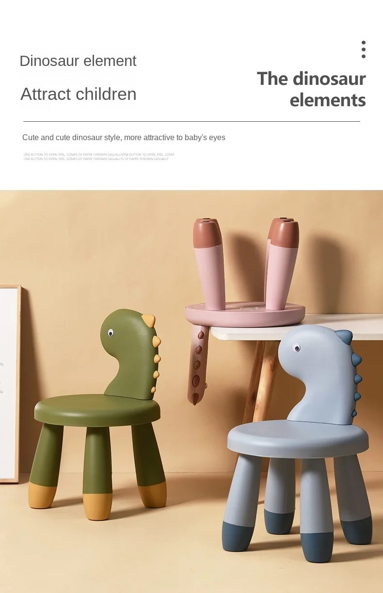 Children's Backrest Chair Home Thickened Non-slip Cartoon Creative Dinosaur Animal Baby Stool Dropshipping