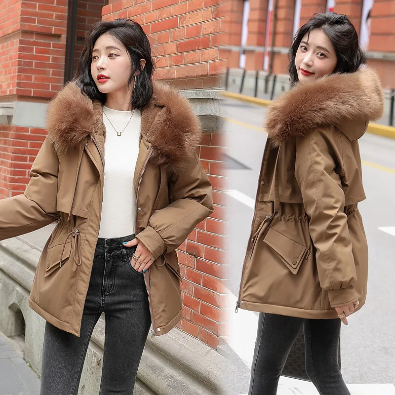 Winter New Thickened Warm Drawstring Down Padded Jacket Women Waist-slim Warm Student Padded Jacket Fashion Clothes