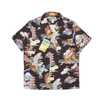 BOB DONG Aloha Shirt Mount Fuji & Animals Print Short-Sleeve Hawaiian Vacation Wear 2