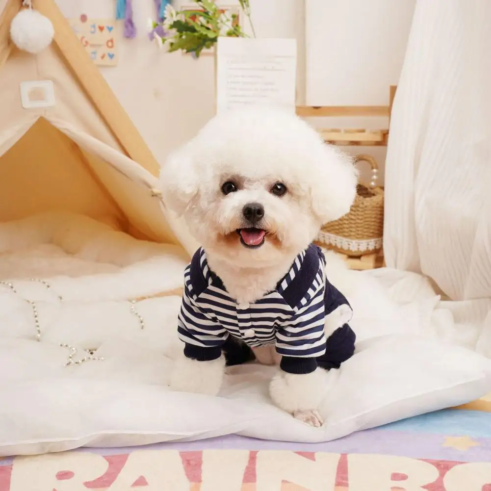 

Pets Clothes Cozy Pet Clothes Striped Thickened Winter Dog Clothes Cat Dog Clothing with Traction Ring Fake for Four-legged