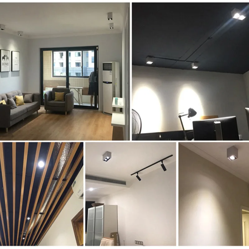표면 장착 조정 LED COB 밝기 조절 다운라이트 ac85-265V, 10W 20W LED 천장 램프 스팟, 화이트 블랙, 고품질, 1 개