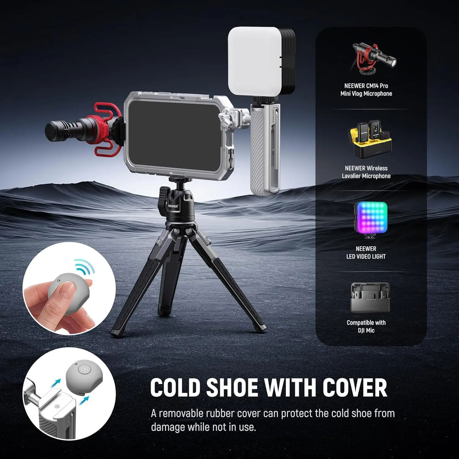 Quick Release Side Handle with Detachable Bluetooth Shutter, 360° Rotation For i