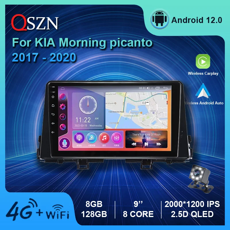

QSZN 2K QLED Android 12 Car Radio For Kia Morning 3 picanto 2017 - 2020 Multimedia Video Player GPS 4G Carplay Auto Navigation