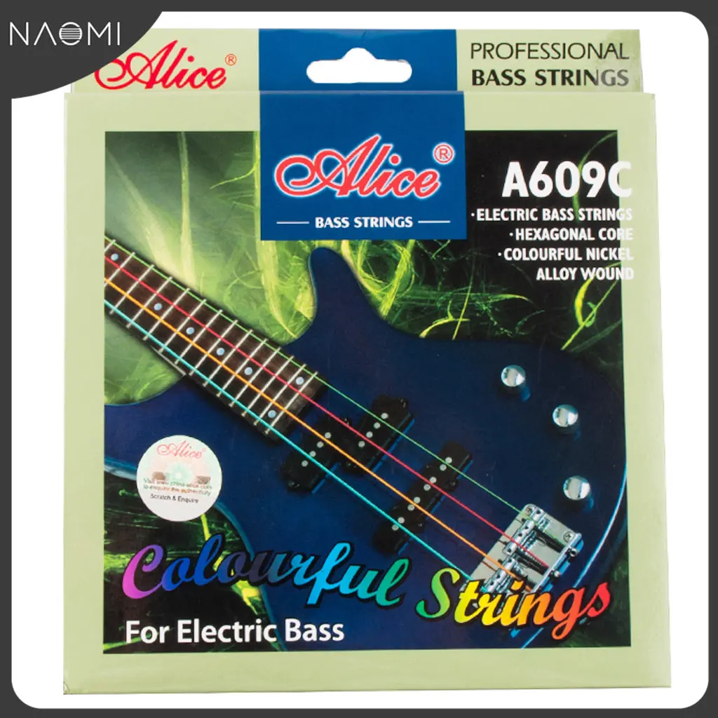 

Alice A609C Colorful Coated Copper Alloy Wound Electric Bass Strings ASet 4 Strings Wholesales Hexagonal Core Nickel Alloy Wound