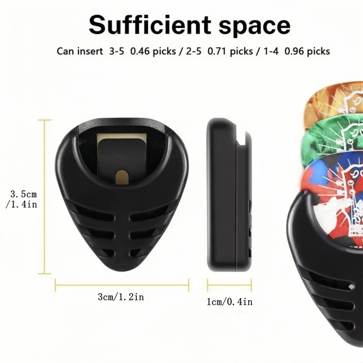 Guitar Pick Plectrum Holder Case Box/Pick Clip and 20Pcs Guitar Picks Set For Acoustic/Electric Bass/Ukulele, Self Adhesive
