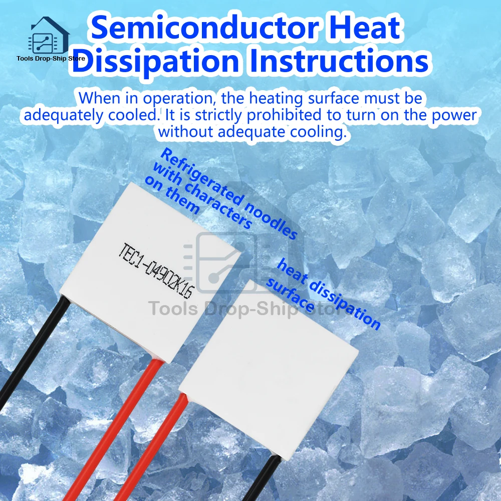 DC5V TEC1-04902K16 Chip di refrigerazione a semiconduttore Peltier di raffreddamento per foglio di ghiaccio di raffreddamento del telefono cellulare 20X20X4.0mm 60 ℃