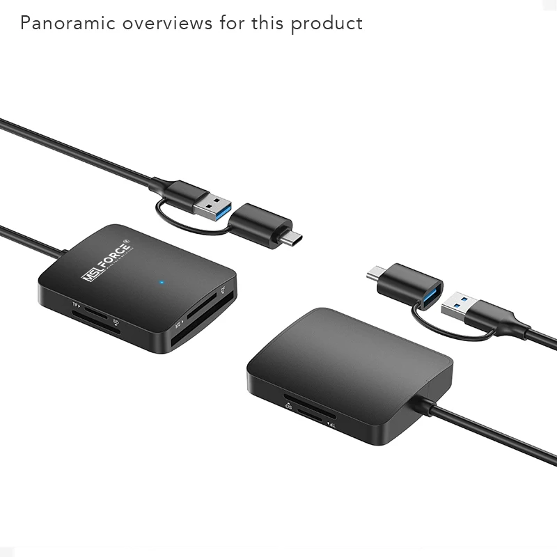 4 In 1 USB 3.0 USB C Memory Card Reader SD TF CF MS Compact Flash Card Adapter with Parallel Access to 4 Slots 5Gbps Read Write 5