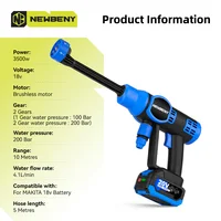 NEWBENY 200Bar 6 IN 1 Brushless Electric Car Washer Cordless Efficient Car Garden Washing Power Tools For Makita 18V-21V Battery 2