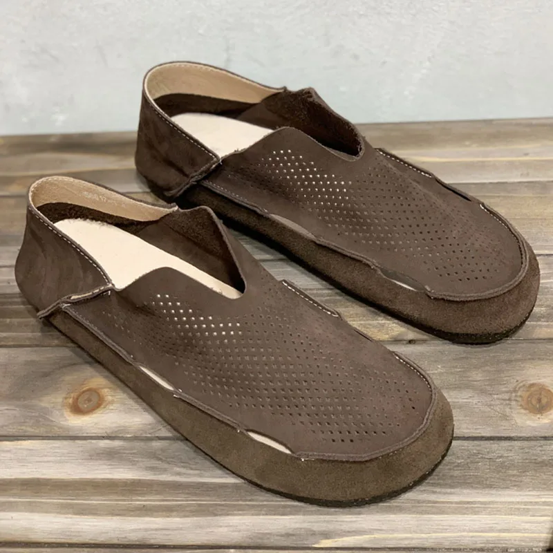 Genuine Leather Men Casual Slip On Loafers Summer Breathable Driving Travel Walking Shoes For Men Sneaker Zapatillas De Hombre