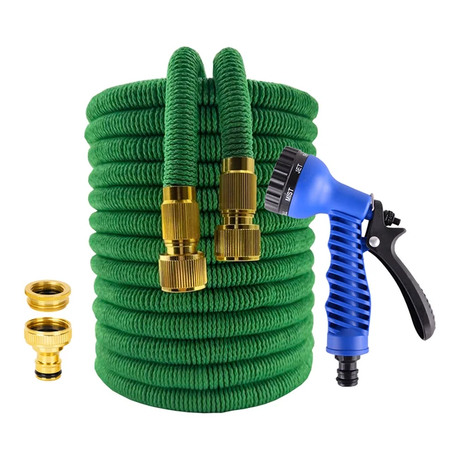 สายยางรดน้ำแบบยืดหยุ่นได้ หัวฉีดแรงดันสูง ปืนฉีดน้ำล้างรถ สายยางรดน้ำแบบยืดได้ 25 ฟุต-100 ฟุต 1
