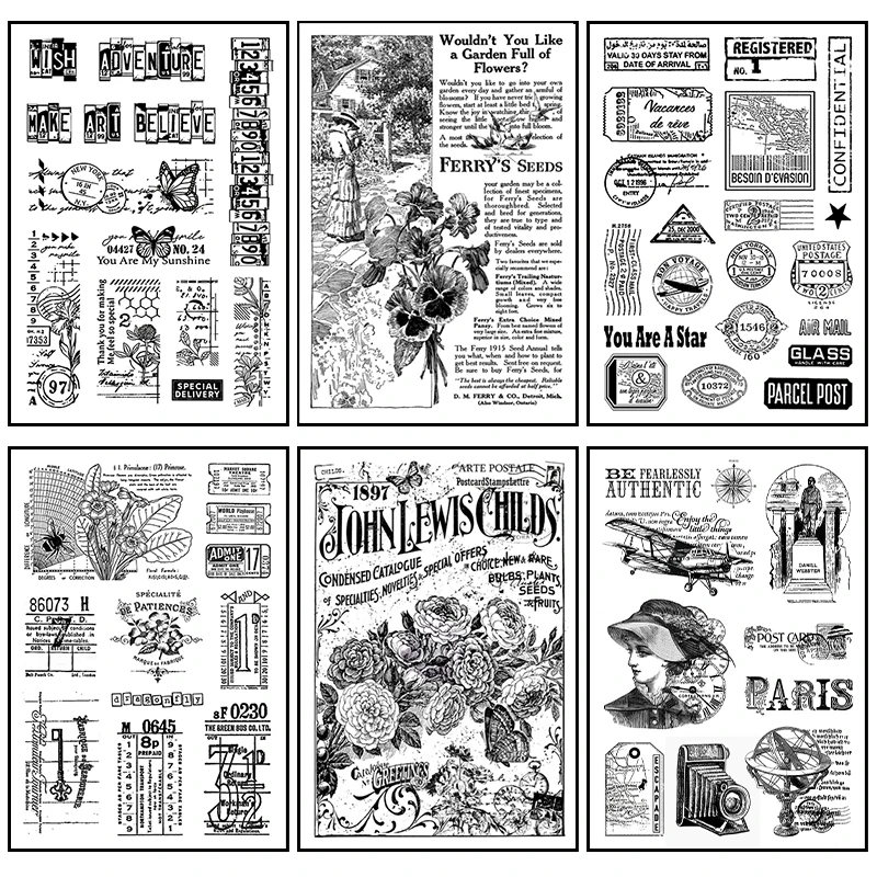 Vintage Landmark Buildings Clear Silicone Stamps for Scrapbooking Supplies Decoration Journal Mechanical Clock Transparent Stamp
