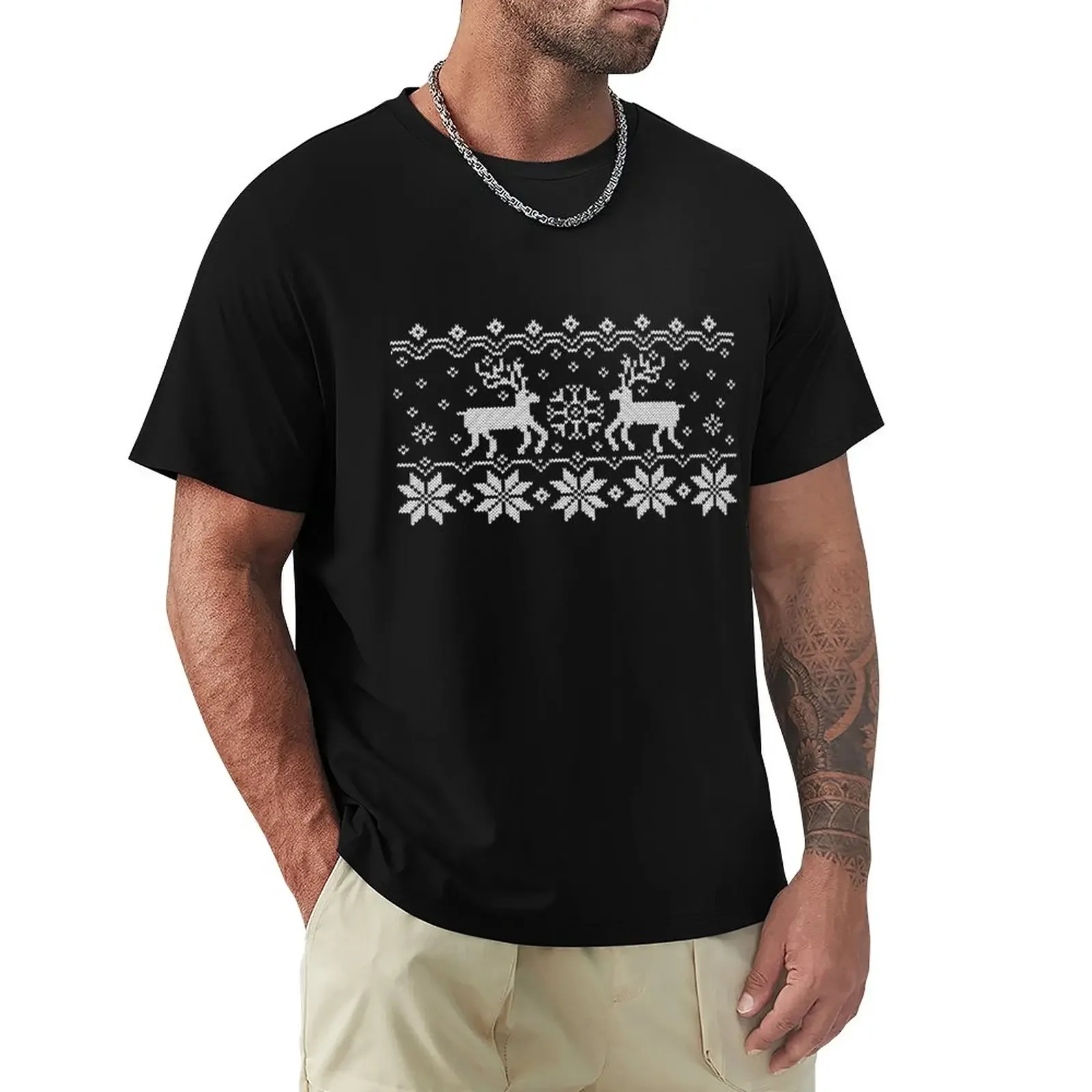 

Jacquard with Reindeers T-Shirt heavyweights tops mens big and tall t shirts