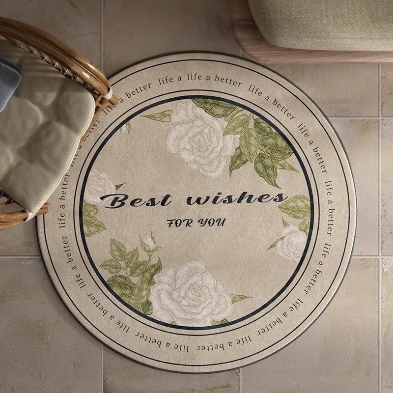 Round American Retro Living Room Carpet Large Area Floral Print Bedroom Plush Rug Luxury Sofa Coffee Table Soft Floor Mats Tapis
