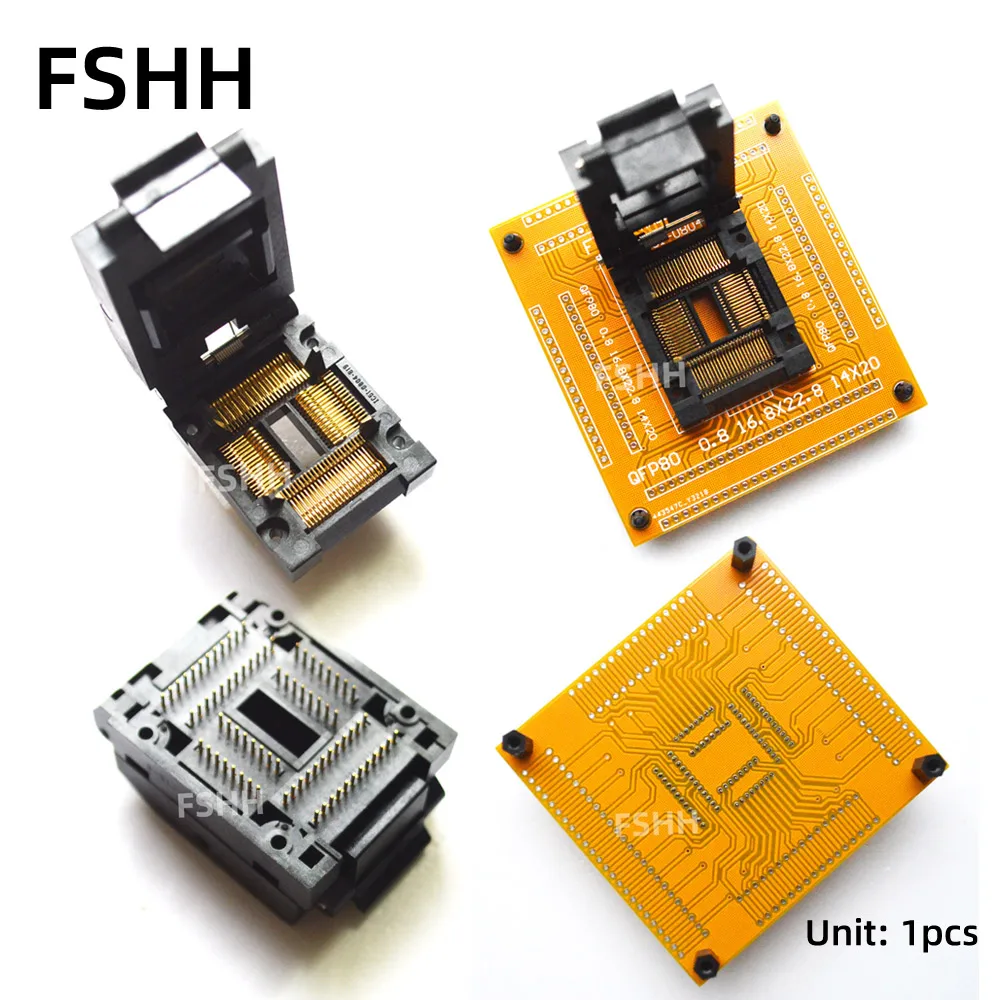 

Раскладной QFP80 тестовый разъем TQFP80 LQFP80 стандартный тестовый адаптер с шагом 0,8 мм Размер 16x20 мм
