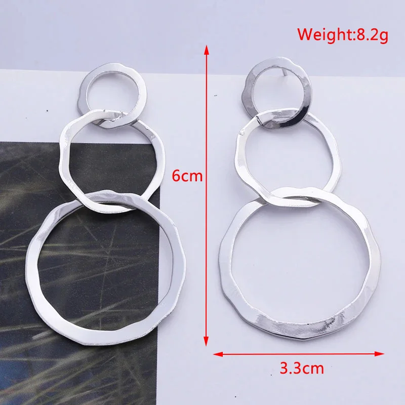 New Hollow Round Circle Creative Fashion Geometric Metal Earrings for Women Jewelry Brincos Trendy Punk Style geometric earrings