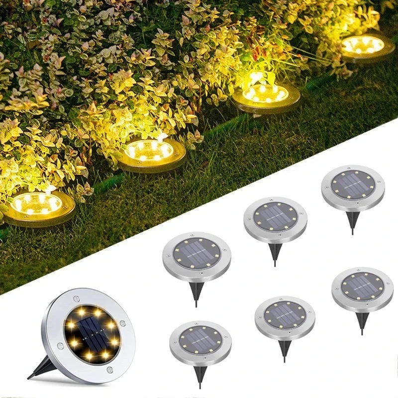 1/4/8pcs 8LED Solar Ground Outdoor Lights Garden Lamp Solar Powered Landscape Outdoor for Yard Backyard Lawn Patio Decorative