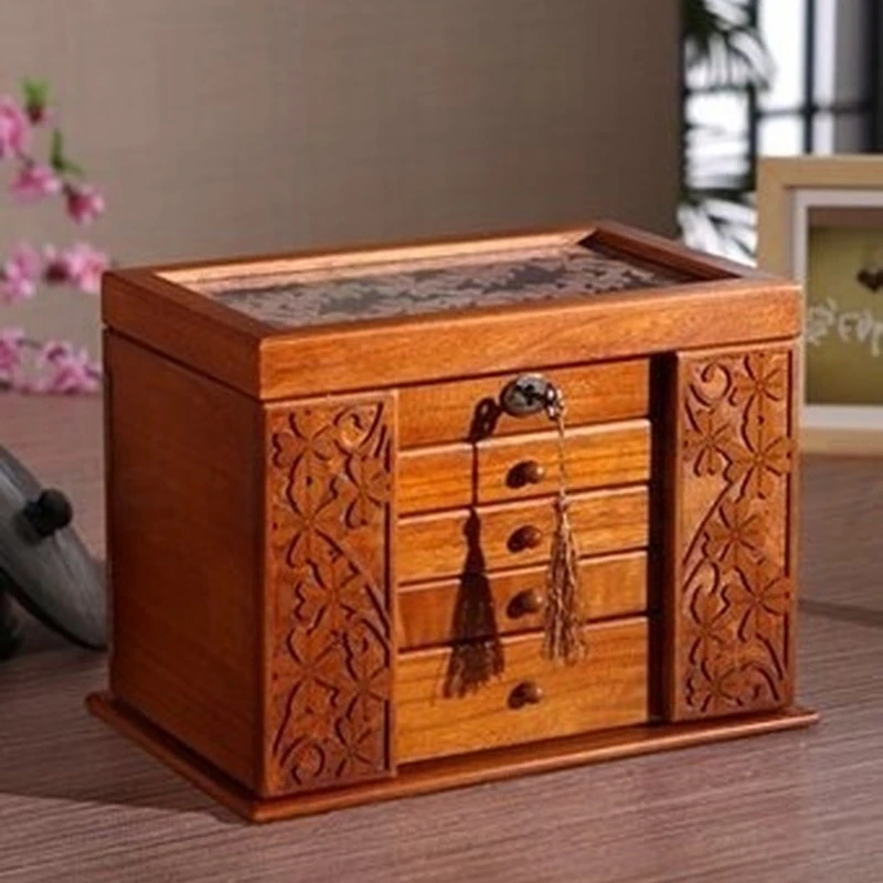 

Luxury fashion Wooden princess huge super jewelry accessories storage organizer box case casket wedding Mother birthday gift