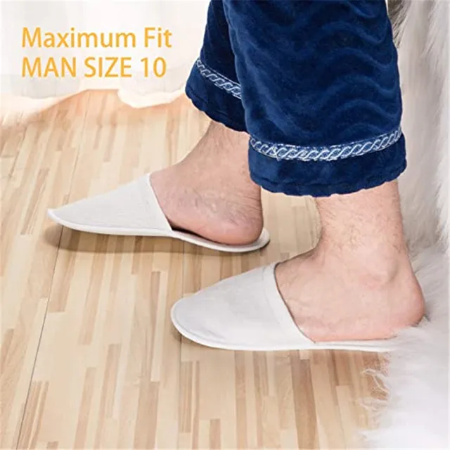 5-100Pairs Disposable Travel Hotel Slippers White Towelling Closed Toe Spa Shoes Bathroom Sets Washroom Shower Bath Accessories 6