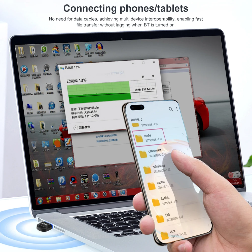 USB BT 5.4 동글 어댑터, BT 어댑터 지지대, Win11/10/8.1 BT 송신기 및 리시버, 키보드 마우스 헤드폰 스피커용