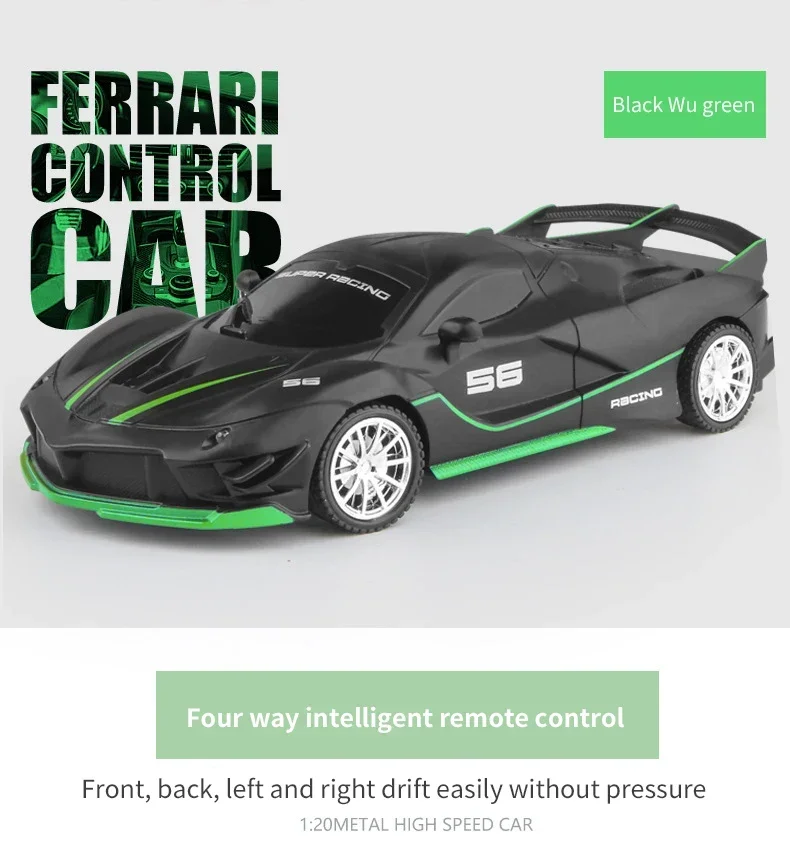Radio Remote Control Car Rechargeable High Speed 15km/h 2.4G with LED Lights Boys and Girls Toys Remote Control Supercar Model 2