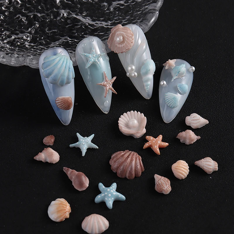 쉘 플라워 할로비오스 콘치 불가사리 조각 네일 실리콘 템플릿 몰드 네일 아트 작은 비즈 폴리머 몰드 DIY 핸드메이드 도구