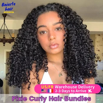 Pixie Cut/Pissy/Bouncy Afor Kinky Curly Human Hair 3/4 Bundles Virgin Hair Weave Bundle Hair Extensions Double Weft Wholesale 1