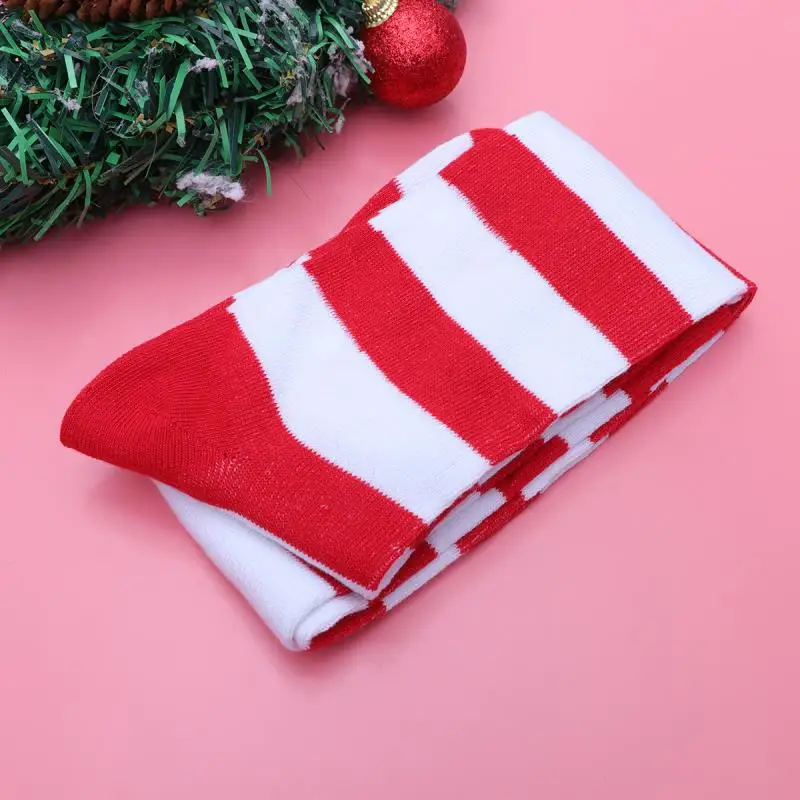 Description Picture 6 of itemChristmas Red White Stockings Long High Striped Over Knee Socks for Xmas Party Costume Supplies- Free Size
