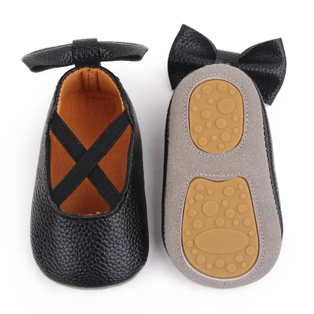 

Fashion Anti-scratch Faux Leather Bowknot Soft-sole Infant Foot Shoes Baby Walker Shoes Baby Princess Shoes 1 Pair