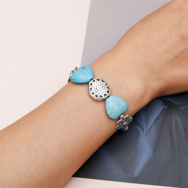 Böhmisches Liebes-Herz-Armband für Frauen, handgefertigte Steinperlen-Armbänder und Armreifen für Mädchen, Party, Urlaub, Schmuck, Dekoration