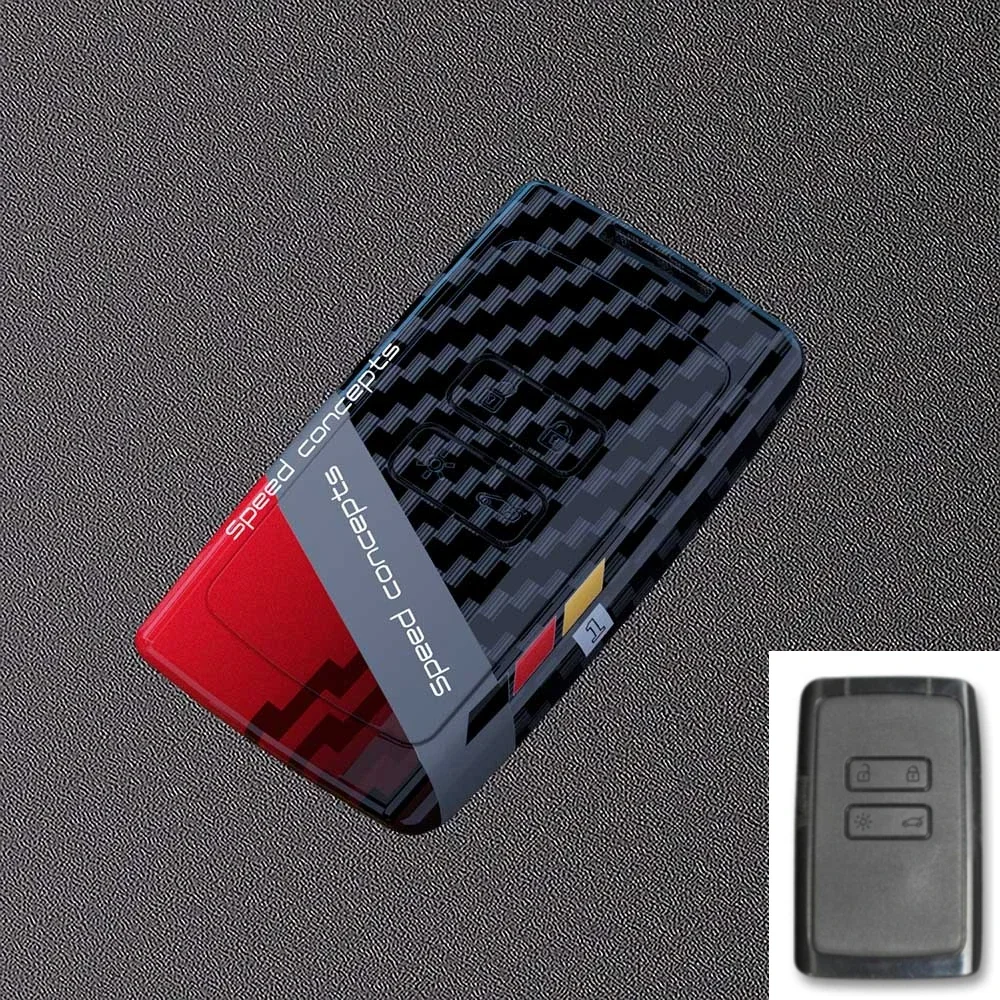 Cover Chiave Renault In Fibra Di Carbonio - 4 Pulsanti - Compatibile