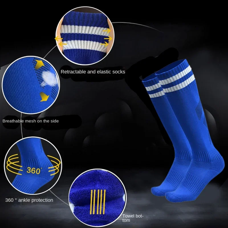 

1-5 pairs Adult Child Football Socks Soccer Baseball Stockings Man Women Training Wear-resistant Running Sports Futsal Long Sock