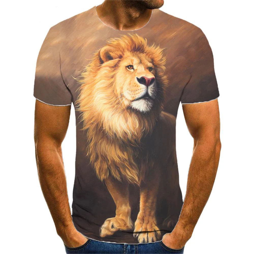 Casual Summer Short Sleeve Lion 3D Print T Shirt
