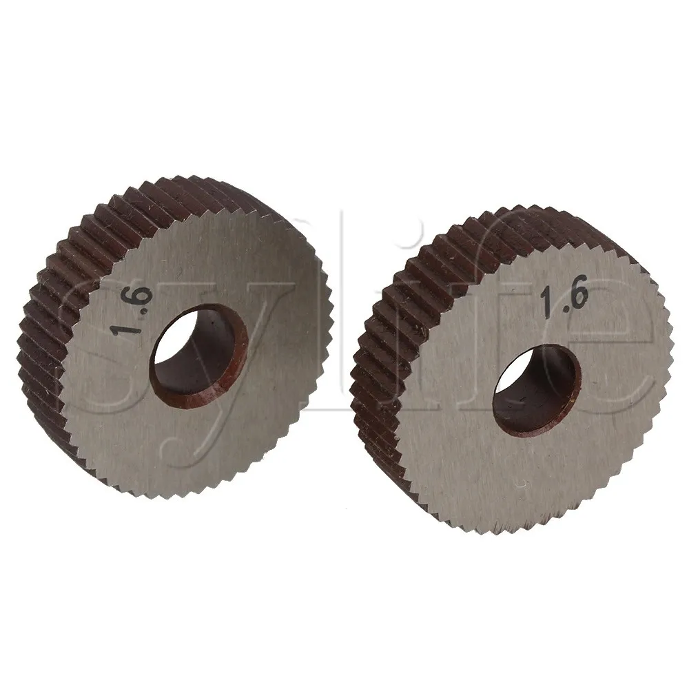 2pcs High Speed Steel Single Straight Coarse 1.6mm Pitch Linear Knurl Wheel