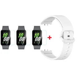 Dual - Purpose Silicone Strap with Screen Protector for Fitness Tracker Wristbands (3 White)