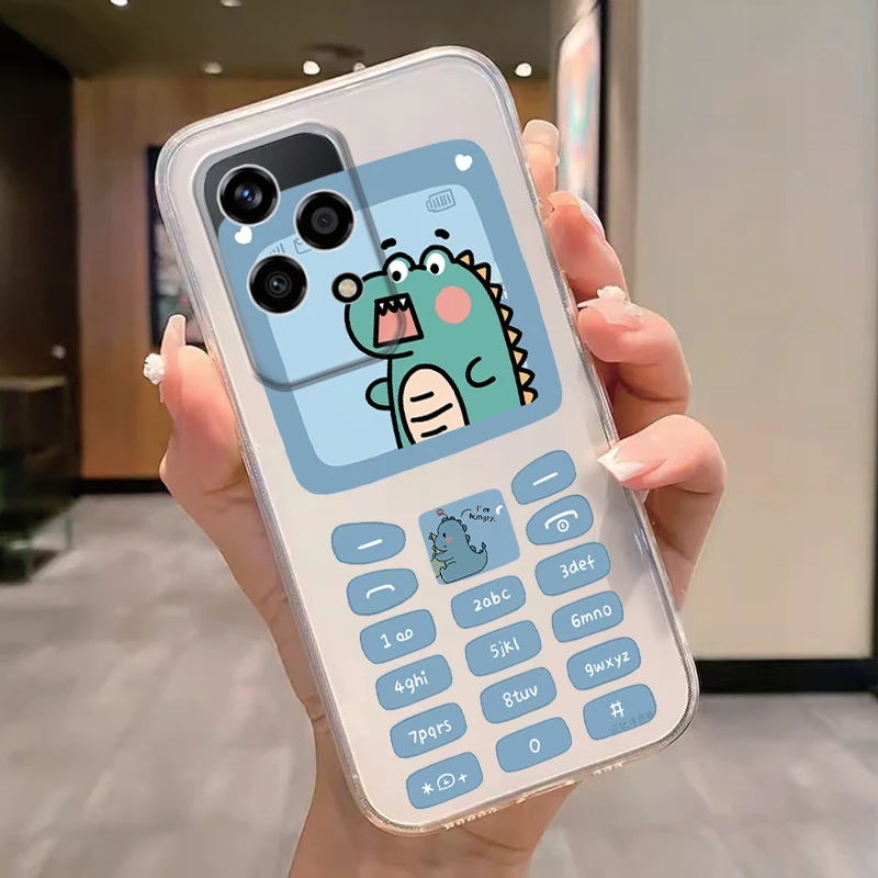 Floral Fashion Clear Silicone Phone Cover - Cute Cat Couple Design