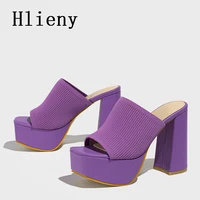 Hlieny Roma Style Knitted Platform Slippers Chunky High Heels Women Peep Toe Fashion Pumps Ladies Shoes Sandals Size 35-42 - Image 5