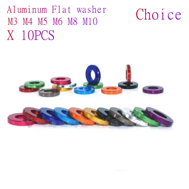 Aluminum Flat Gasket washer for RC part M3 M4 M5 M6 M8 M10 10pcs aluminum washers