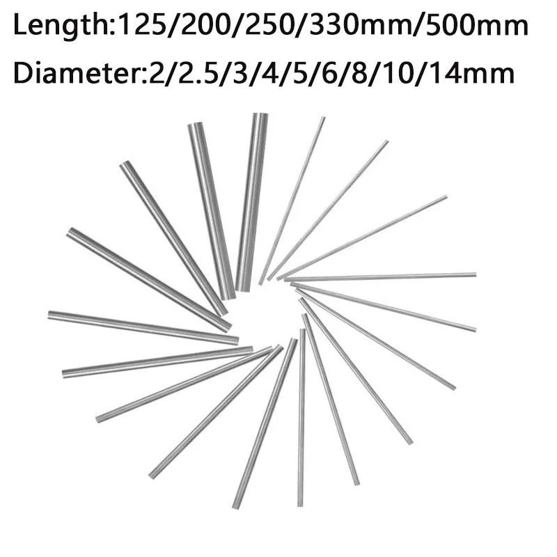 Tiges d'Arbre en Acier Inoxydable, Diamètre 2mm-14mm, Longueur 125mm 200mm 250mm 330mm 500mm, Vendu en 1 ou 5 Pièces