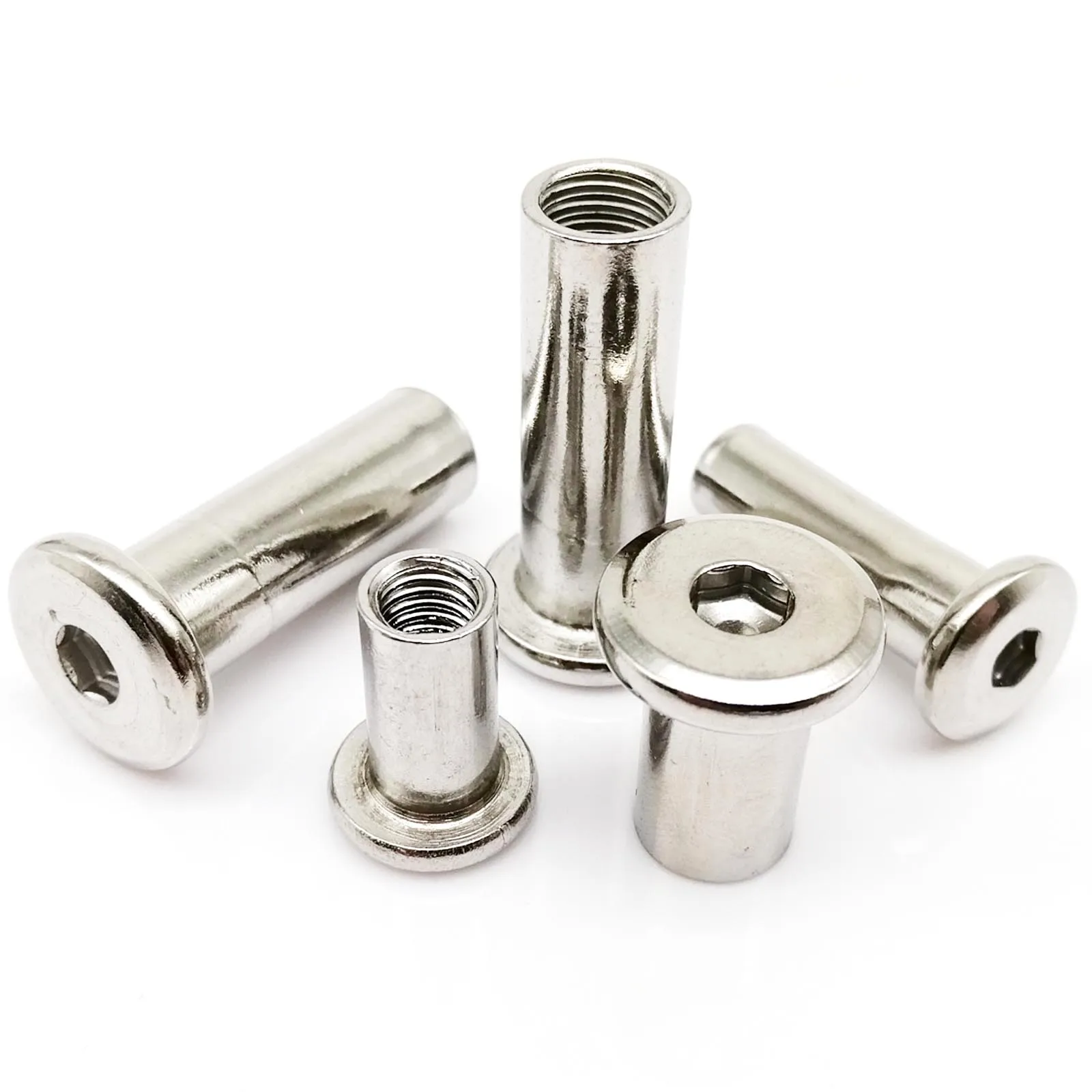 Hexagon Nut M3 M4 M5 M6 M8 M10 304 Stainless Steel Large Flat Socket Head Furniture Rivet Connector Insert Joint Sleeve Cap