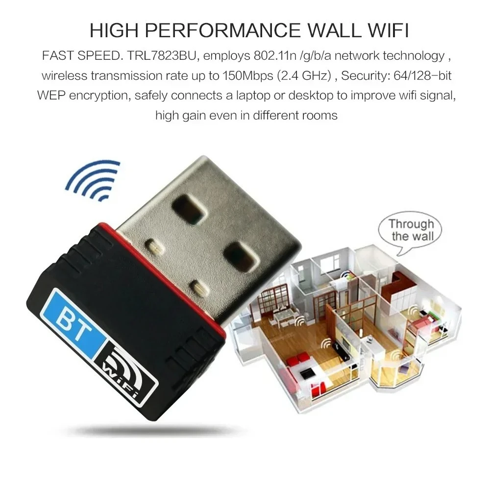Wi Fi 블루투스 4 0 나노 USB 어댑터 무선 네트워크 듀얼 동글 송신기 신호 수신기