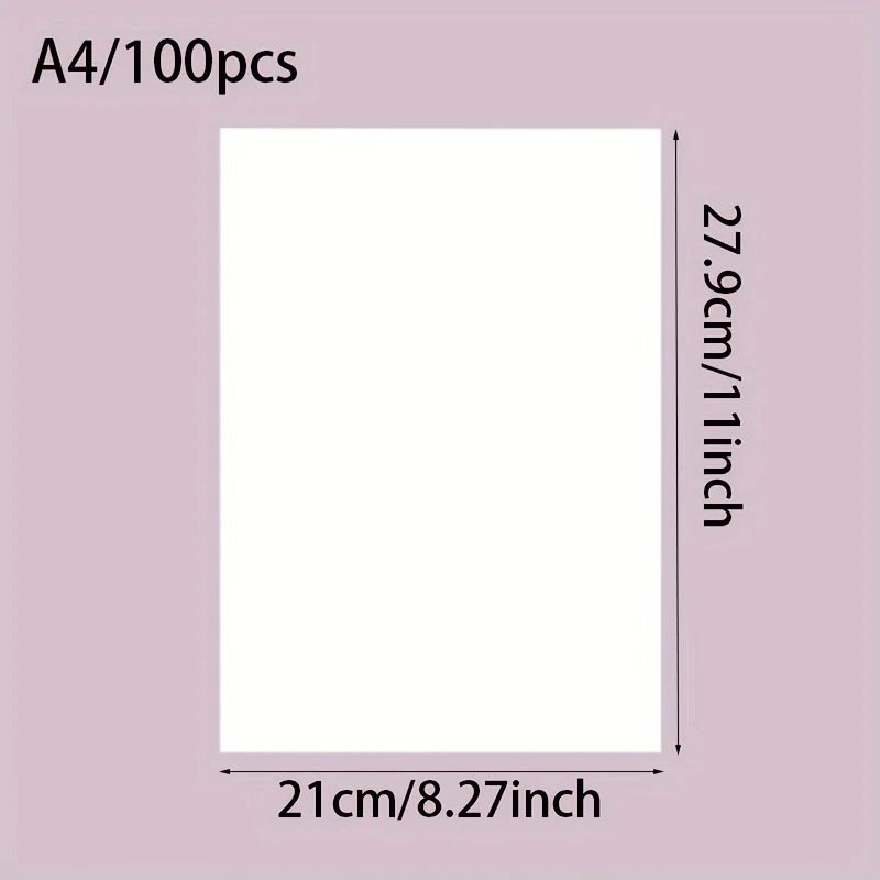 100 דפים נייר להדפסה בצבע לבן A4 מתאים לשימוש יומי במשרד או בבית הספר, ציור וקישוטים ידניים
