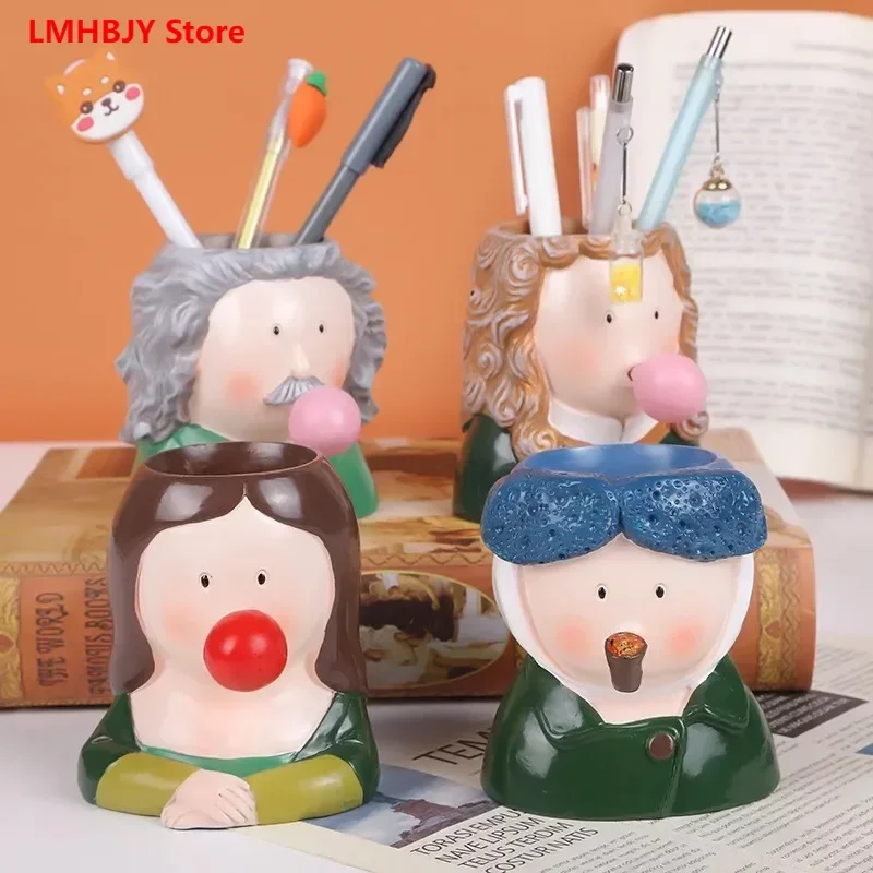

LMHBJY Celebrity Series Resin Handicraft Ornaments Pen Holder Creative Office Desktop Living Room Decoration Ornaments