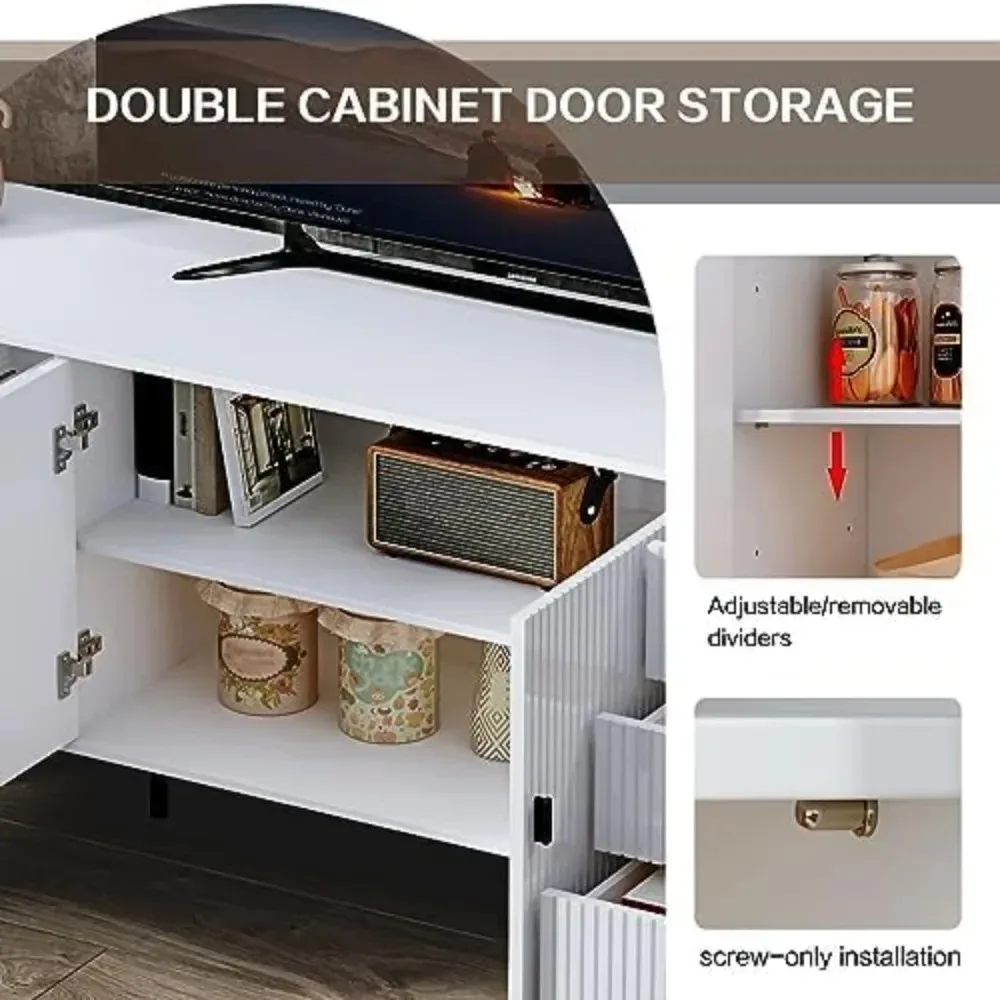 TV Stand for 50+ Inch TV, Modern Living Room Entertainment Center with Storage Cabinets,TV Table, Media Console with Ajustable 5