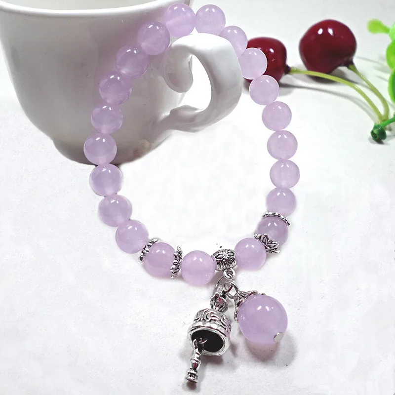 Crystal Chalcedony Bracelet Women's Pink Chalcedony Candy Color Ceramic Cat Handmade Beaded Bracelet Handmade Jewelry