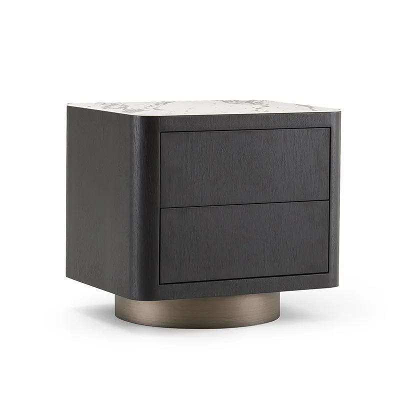 

custom，Nordic Modern Bedroom Furniture Marble Solid Wood Metal Storage Cabinet Nightstand