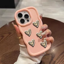 Charming 3D Love Heart Candy Wavy Silicone Phone Case - Soft and Stylish Cover - iPhone 13 (Pink)