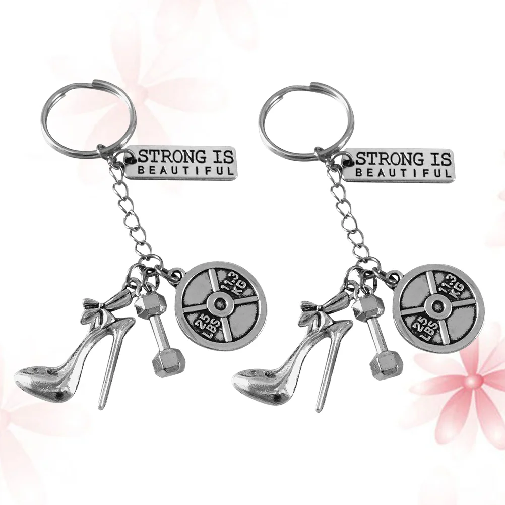 

2 Pcs Key Holder Mens Gifts Keychains Fitness Bodybuilding Stylish Ring Small High Heels Decoration