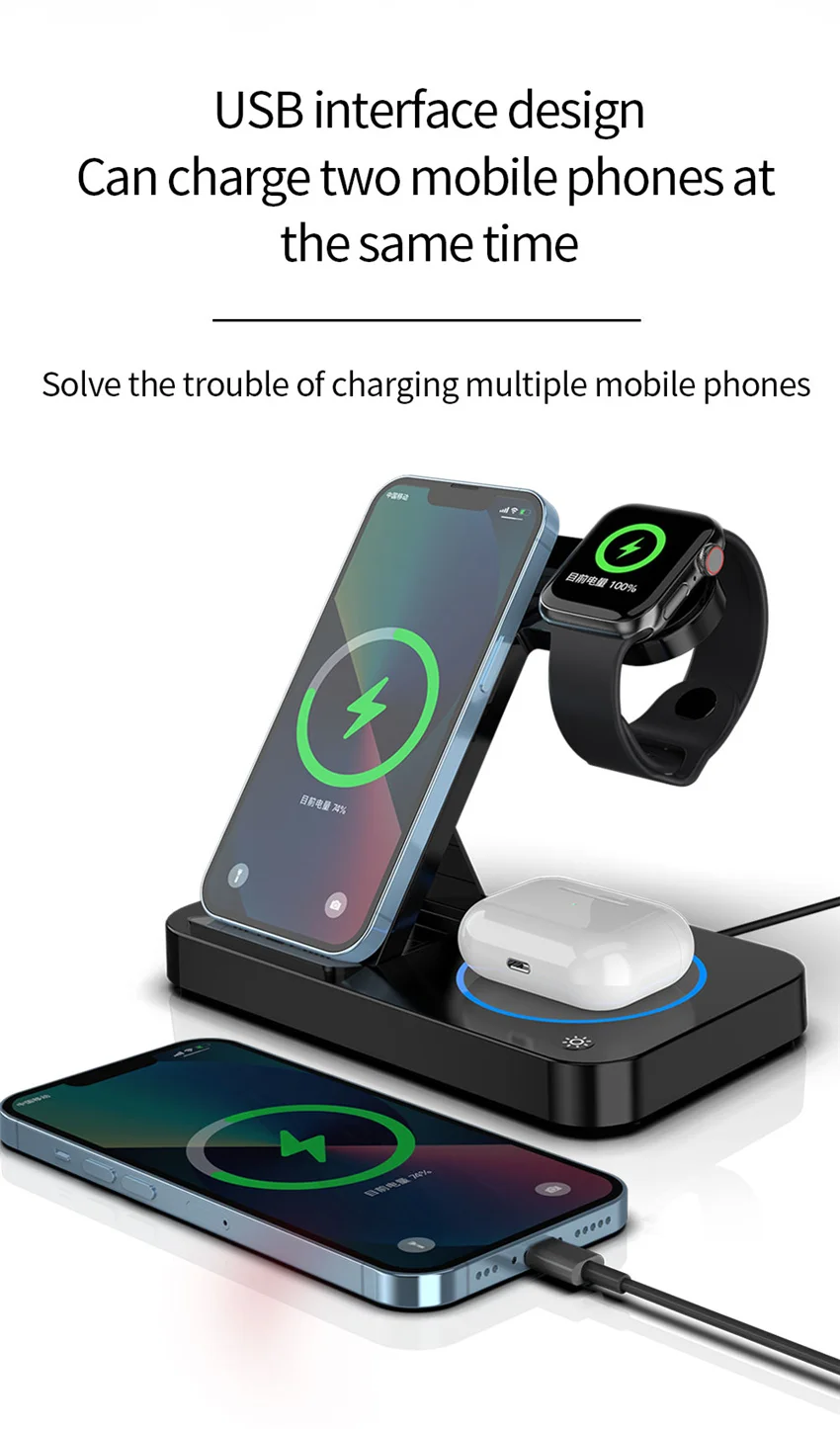 Foldable 100W 4 in 1 Wireless Charger Stand