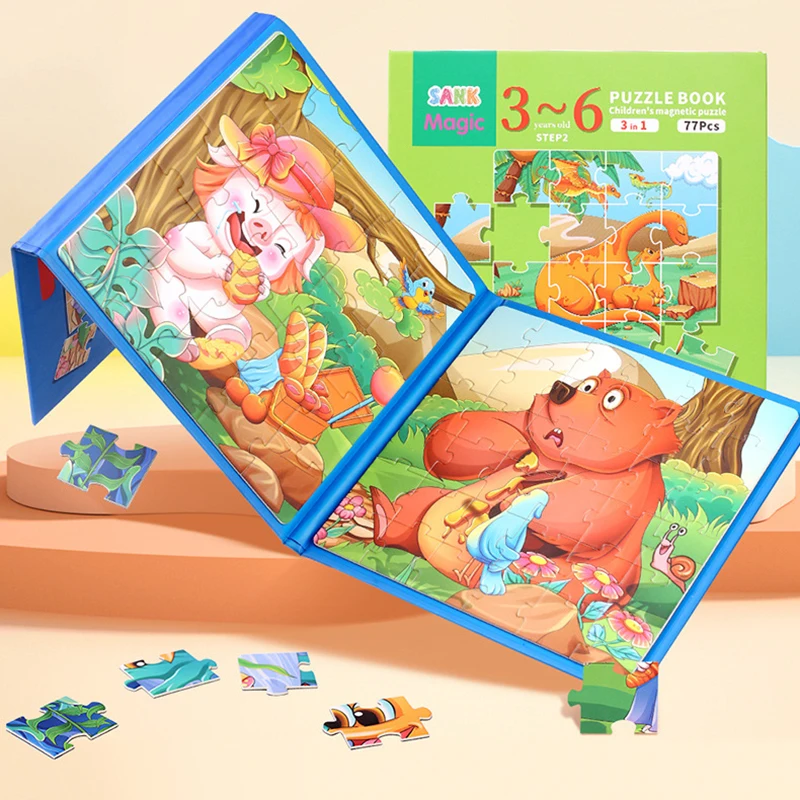 

Children's Puzzle Toy Creative Magnetic Puzzle Three In One Children's Enlightenment Story Magnetic Puzzle Folding Book Toy